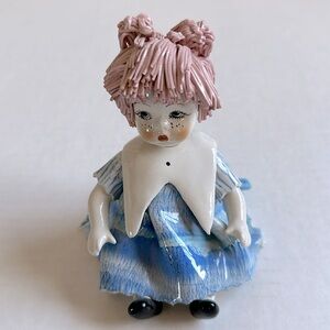 Vintage Lino Zampiva Italian spaghetti hair girl figurine signed